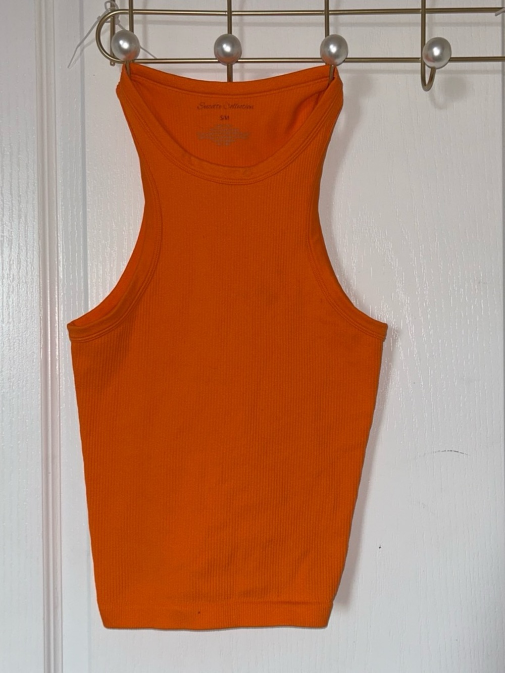 Sleeveless Ribbed Tank Top - Orange